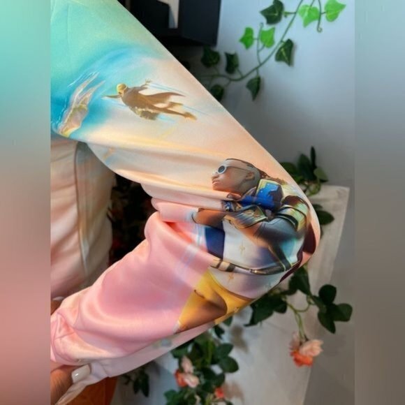 FORNITE Theme Vibin Tie Dyed Pullover Hoodie Fashion Sweatshirt L Junior RefJ028 - Picture 7 of 11